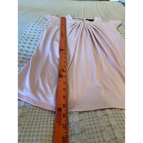 Liz Claiborne Blouse Sz Medium Sleeveless Top Dusty Rose Pleated Neckline Classy - Picture 8 of 10